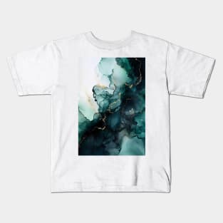 Minty Magic - Abstract Alcohol Ink Art Kids T-Shirt